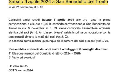 Convocata l’Assemblea ordinaria elettiva